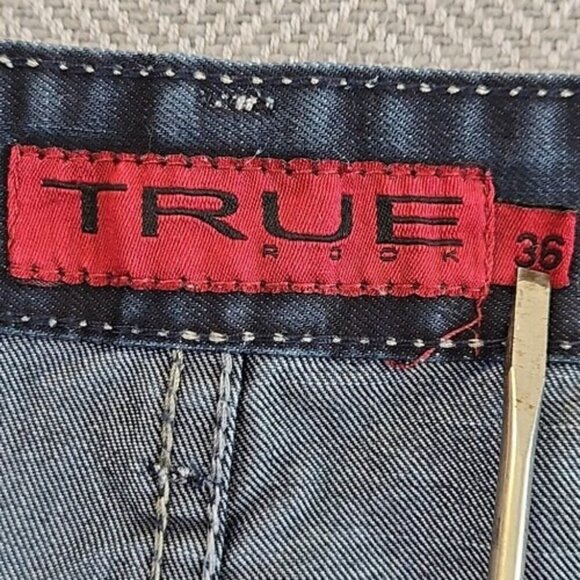 True Rock Jeans Men's 36x30 Straight Leg Dark Wash 7 Pockets Contrast Stitch EUC - Picture 14 of 16